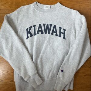 Kiawah Champion reverse weave Light Gray Crewneck Sweater with Navy Print